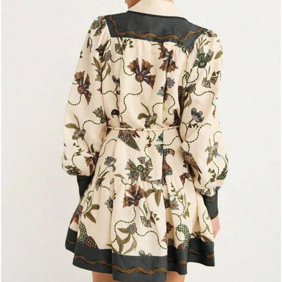 Casual Women's Long Sleeve Bohemian Printed Short Dress - Picture 2 of 4